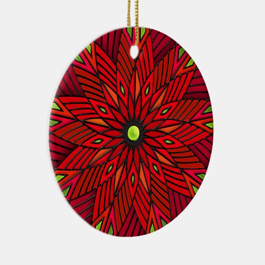 Moderne Art Deco Poinsettia - Ronde (gepersonalise Keramisch Ornament (Rechts)