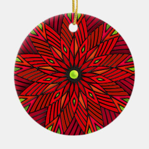 Moderne Art Deco Poinsettia - Ronde (gepersonalise Keramisch Ornament