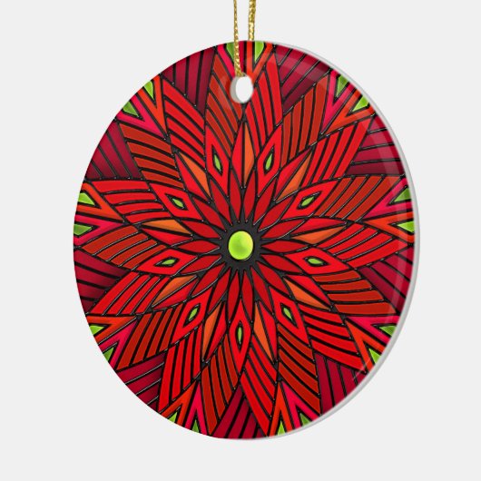 Moderne Art Deco Poinsettia - Ronde (gepersonalise Keramisch Ornament (Links)