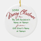 Moderne Art Deco Poinsettia - Ronde (gepersonalise Keramisch Ornament (Achterkant)