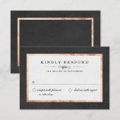 Moderne Art Deco Roos Gold- en zwarte RSVP-kaarten RSVP Kaartje (Voorkant / Achterkant)