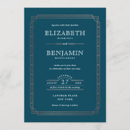 Moderne Art Deco Roos Gouden Foliegrens Blauwgroen Kaart