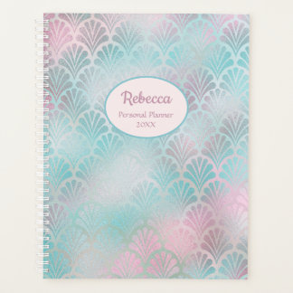 Moderne Art Deco Roze Teal Persoonlijke Naam Plann Planner