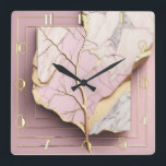 Moderne Art Deco Roze Vierkante Klok<br><div class="desc">Geweldig klokontwerp. Je zult het leuk vinden als anderen. U kunt dit ontwerp vrij gebruiken voor andere producten die u wilt of om jouw tekst aan te passen en toe te voegen. Volg me voor meer. Met vriendelijke groet. Een leuke dag.</div>