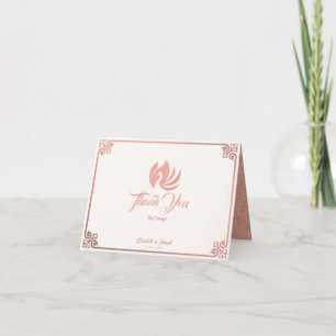 Moderne Art Deco Roze Zwaan Bruiloft Gevouwen Bedankkaart
