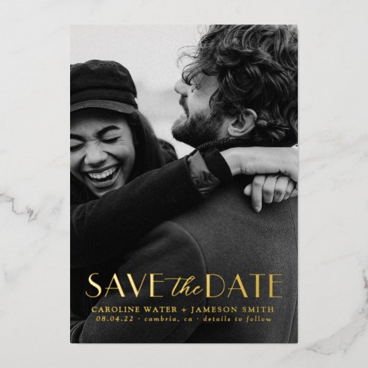 Moderne  Art Deco Save the Date Folie Invitat Folie Uitnodiging (Voorkant)