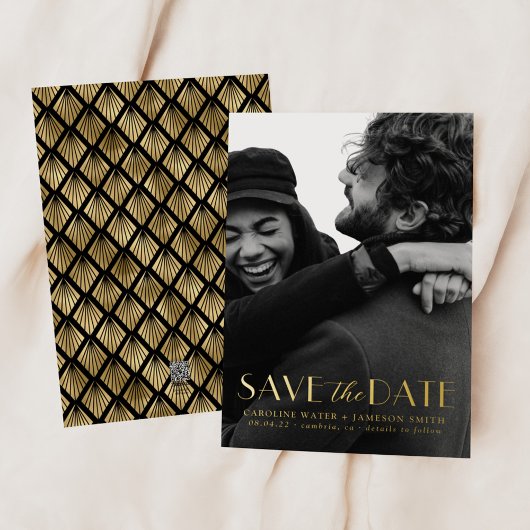 Moderne Art Deco Save the Date Folie Invitat Folie Uitnodiging
