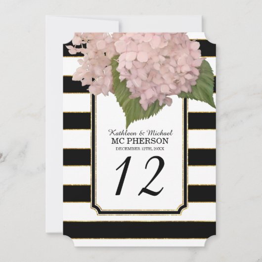 Moderne Art Deco stijl Hydrangea Nep Goud Gestreep Kaart (Voorkant)