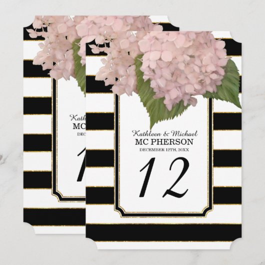 Moderne Art Deco stijl Hydrangea Nep Goud Gestreep Kaart (Voorkant / Achterkant)