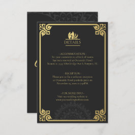 Moderne Art Deco Swan Goud en Zwart Details Informatiekaartje