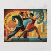 Moderne Art Deco Tango Dansers Briefkaart (Voorkant)