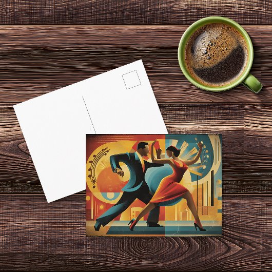 Moderne Art Deco Tango Dansers Briefkaart