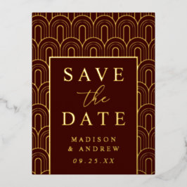 Moderne Art Deco Trouw Save the Date Folie Uitnodiging Briefkaart