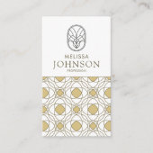 Moderne Art Deco Verticale Gouden QR Code Visitekaartje (Voorkant)