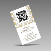 Moderne Art Deco Verticale Gouden QR Code Visitekaartje