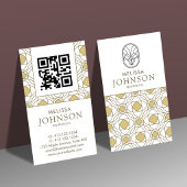 Moderne Art Deco Verticale Gouden QR Code Visitekaartje