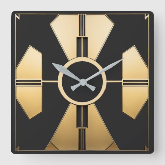 Moderne Art Deco Vierkante Klok (Voorkant)