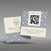 Moderne Art Deco Vierkante QR Code Zakelijke Kaart