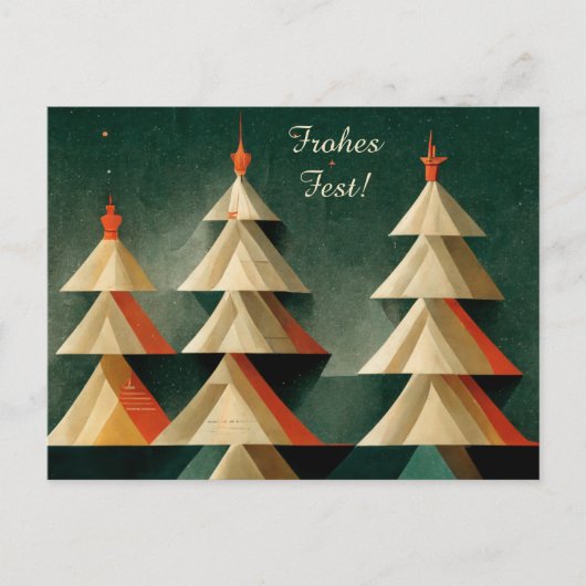Moderne Art Deco Weihnachtskarte Frohes Fest Briefkaart (Voorkant)