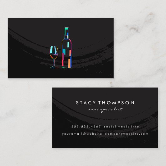 Moderne Art Deco wijnfles Glas Visitekaartje (Voorkant / Achterkant)