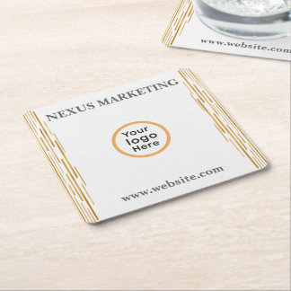 Moderne Art Deco Witte Gouden Bedrijfslogo Papier Kartonnen Onderzetters