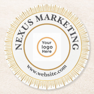Moderne Art Deco Witte Gouden Bedrijfslogo Papier Ronde Kartonnen Onderzetter