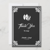 Moderne Art Deco Witte Zwaan Bruiloft Bedankkaart (Voorkant)