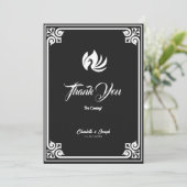 Moderne Art Deco Witte Zwaan Bruiloft Bedankkaart (Staand voorkant)