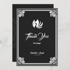 Moderne Art Deco Witte Zwaan Bruiloft Bedankkaart