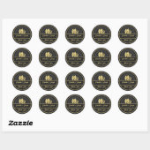 Moderne Art Deco Zwaan Goud en Zwart Bruiloft Ronde Sticker (Vel)