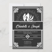 Moderne Art Deco Zwaan Wit en Zwart Bruiloft Kaart (Voorkant)