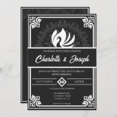 Moderne Art Deco Zwaan Wit en Zwart Bruiloft Kaart (Voorkant / Achterkant)