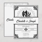 Moderne Art Deco Zwaan Zwart-wit Bruiloft Kaart (Voorkant / Achterkant)