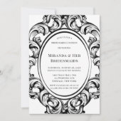 Moderne Art Deco Zwart Foliage Bruidsmeisjes Lunch Kaart (Voorkant)