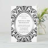 Moderne Art Deco Zwart Foliage Bruidsmeisjes Lunch Kaart (Staand voorkant)