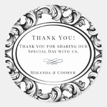 Moderne Art Deco Zwart Foliage Bruiloft Dank u