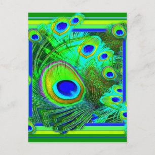Moderne Art Green Peacock Feather Eyes Gifts Briefkaart