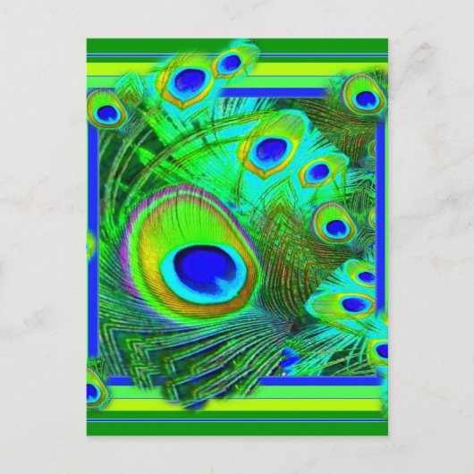 Moderne Art Green Peacock Feather Eyes Gifts Briefkaart (Voorkant)