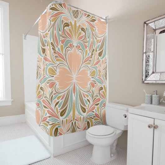 Moderne Art Nouveau Boho Patroon Douchegordijn (In situ)