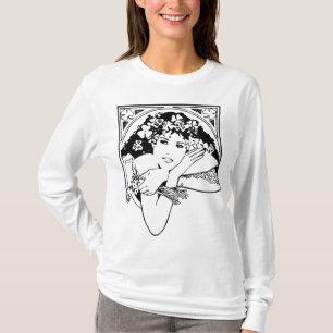 Moderne Art nouveau style shamrock girl pop art T-shirt