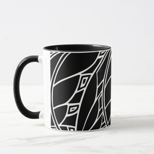 Moderne art nouveau tessellations zwart-wit mok (Links)