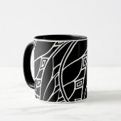 Moderne art nouveau tessellations zwart-wit mok (Voorkant links)