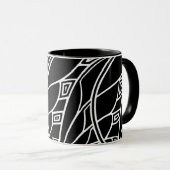 Moderne art nouveau tessellations zwart-wit mok (Voorkant rechts)