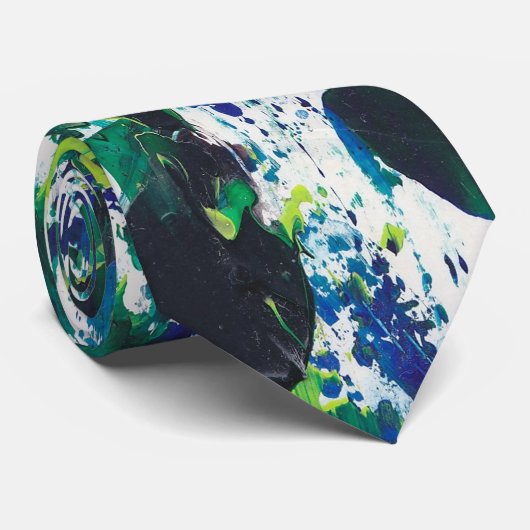 Moderne Art Stropdas Green Blue III (Opgerold)