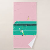 Moderne Art Tennis Match Player roze Groen Badhanddoek (Badhanddoek)