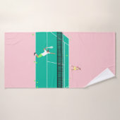 Moderne Art Tennis Match Player roze Groen Badhanddoek (Badhanddoek)