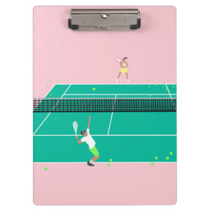 Moderne Art Tennis Match Player roze Groen Klembord