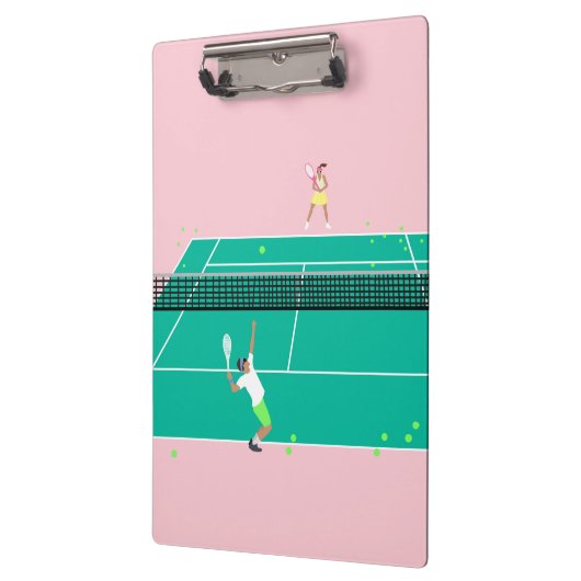 Moderne Art Tennis Match Player roze Groen Klembord (Links)