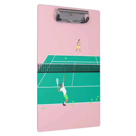 Moderne Art Tennis Match Player roze Groen Klembord (Rechts)