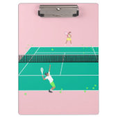 Moderne Art Tennis Match Player roze Groen Klembord (Voorkant)